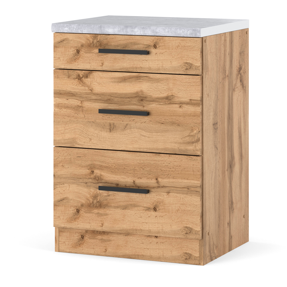 Szafka Kuchenna Stojąca D60 3 Szuflady BLANDE Dąb Wotan